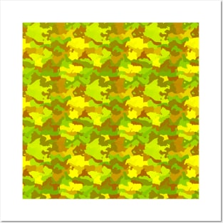 Yellow and Green Tropical Rainforest Camo Camouflage Posters and Art